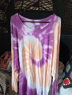 Torrid Purple & Peach Tie-Dye Long Sleeve Top